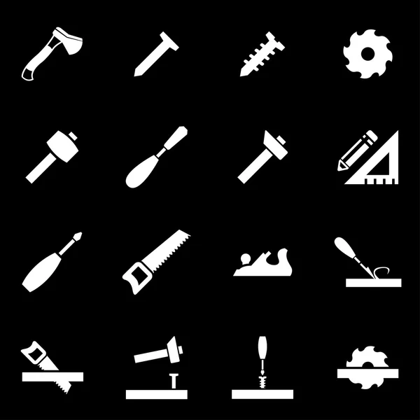 Vektor weiße Tischlerei Icon Set — Stockvektor