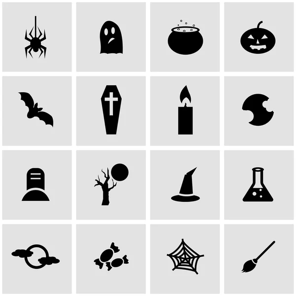 Set di icone di Halloween nero vettoriale — Vettoriale Stock