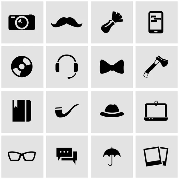 Vektör siyah hipster Icon set — Stok Vektör