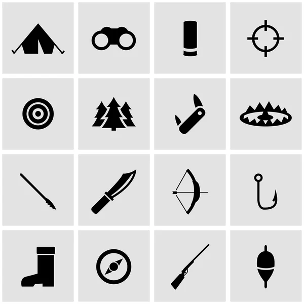 Vector black hunting icon set — Stock Vector