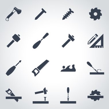 Vektör siyah marangozluk Icon set