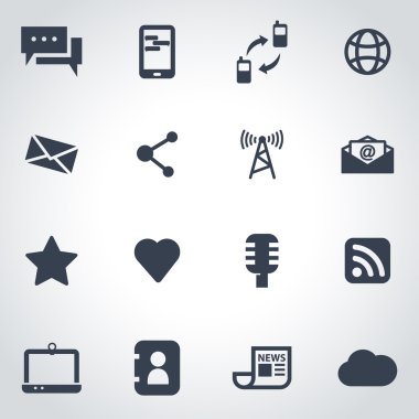 Vektör siyah iletişim Icon set