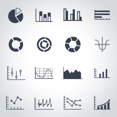 Siyah vektör diyagramları Icon set