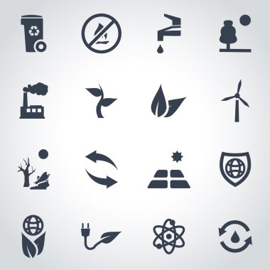 Vektör siyah Eko Icon set