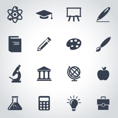 siyah vektör eğitim Icon set