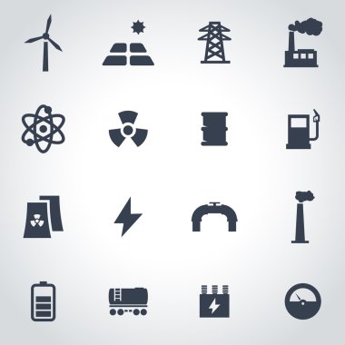 Vektör siyah energetics Icon set