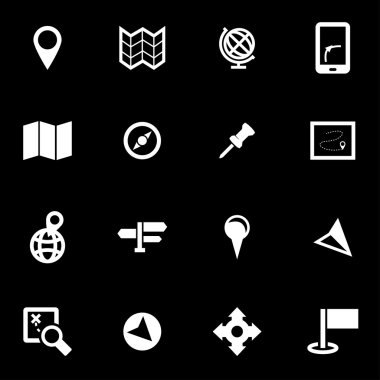 Beyaz vektör harita Icon set