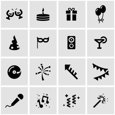 Vektör siyah parti Icon set