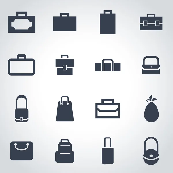 Vector black bag icon set — Stock Vector