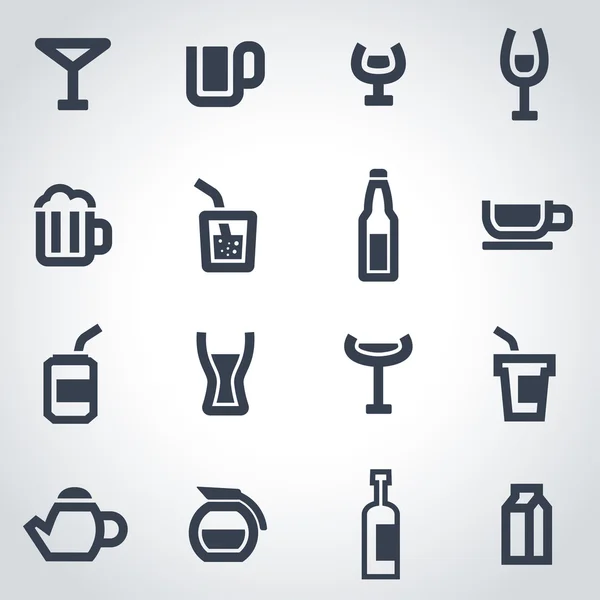 Conjunto de iconos de bebidas negras vectoriales — Vector de stock