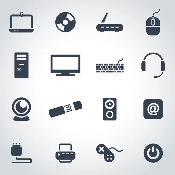 Vector black computer icon set — Stock Vector