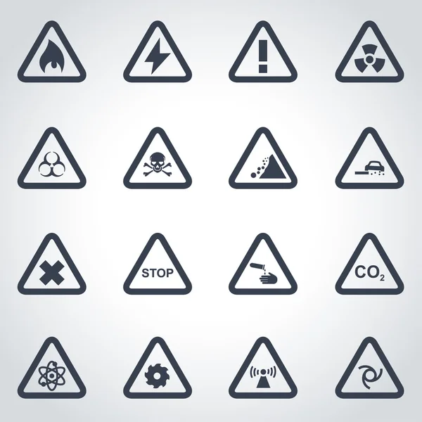벡터 검은 위험 아이콘 세트 — 스톡 벡터