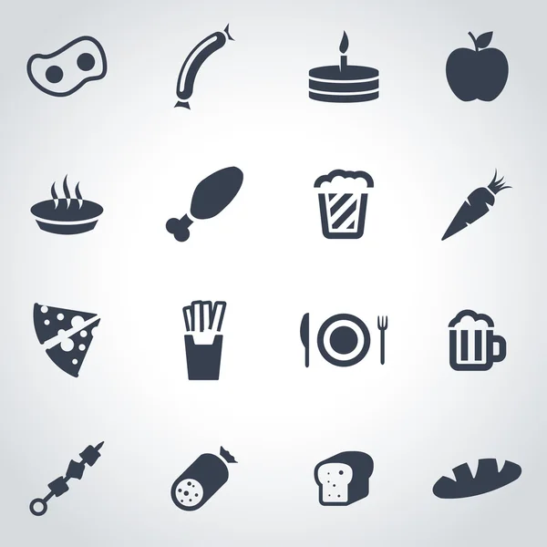 Set de iconos de comida negra vectorial — Vector de stock