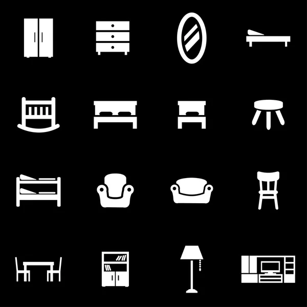 Ensemble d'icônes de meubles blanc vectoriel — Image vectorielle