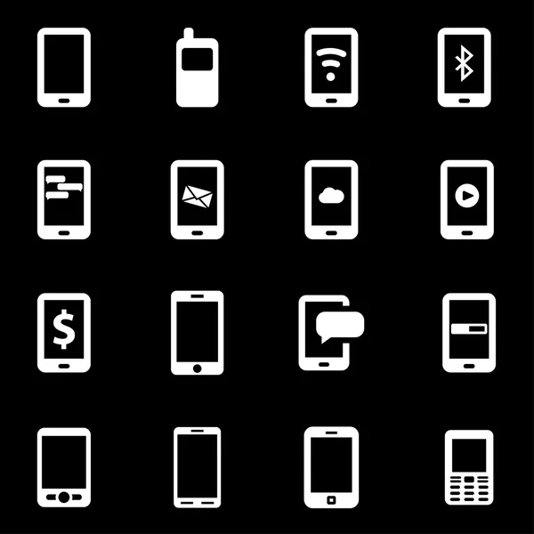 Ensemble d'icônes mobiles blanc vectoriel — Image vectorielle