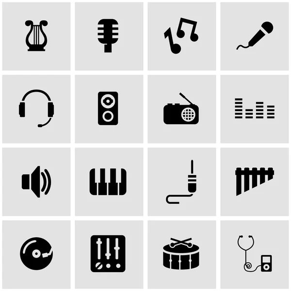 Vektör siyah müzik Icon set — 图库矢量图片