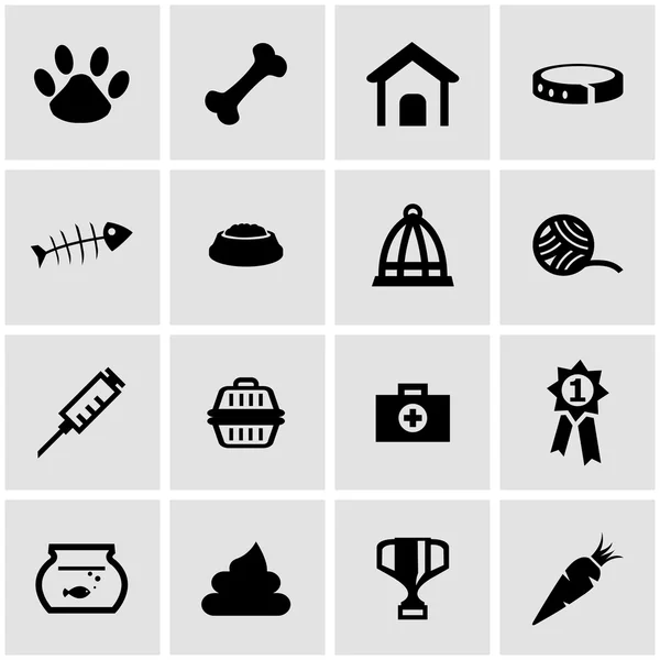 Vector black pet icon set — Stock Vector