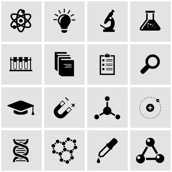 Vector conjunto de iconos de ciencia negra — Vector de stock