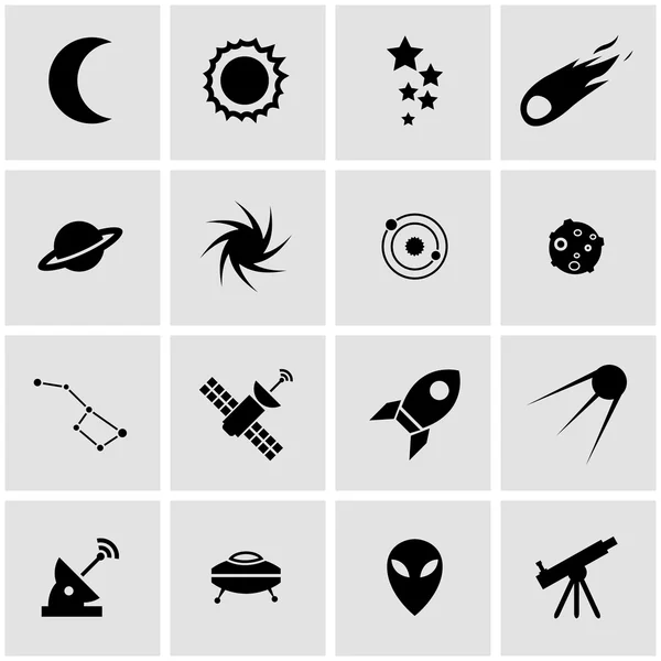 Vector black space icon set — Stock Vector