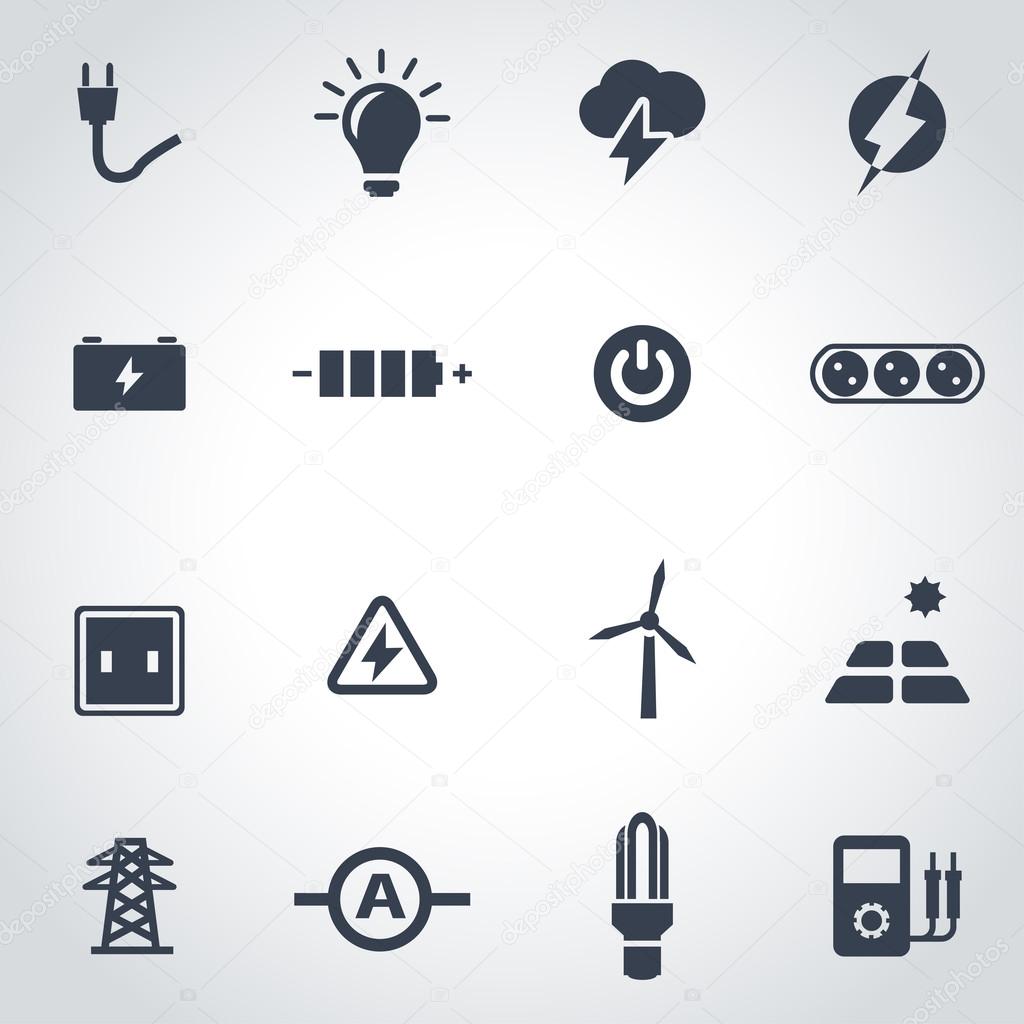 Vector black electricity icon set