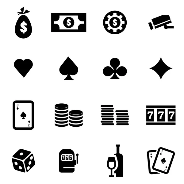 Vektor schwarzes Casino-Symbol gesetzt — Stockvektor