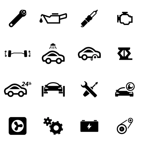 Vector black car service icon set — Stock Vector