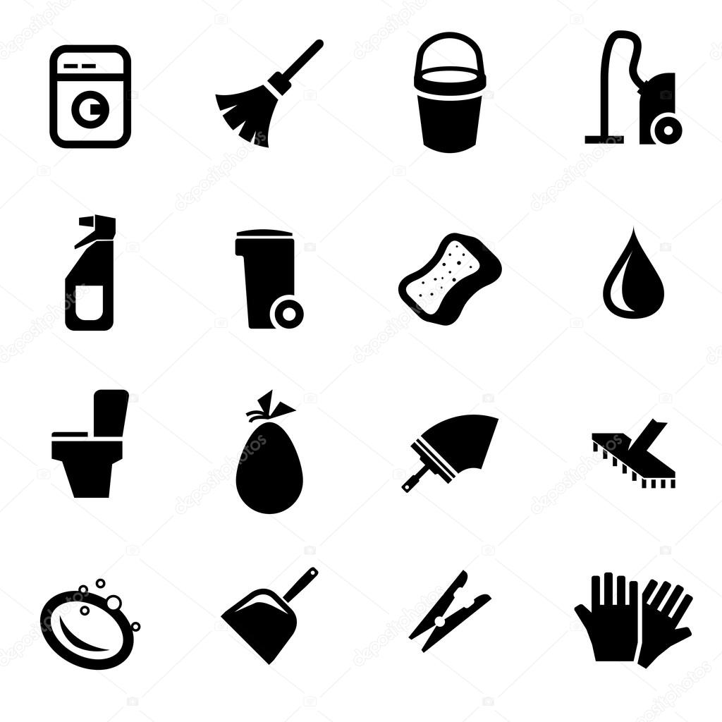 Vector black cleaning icon set