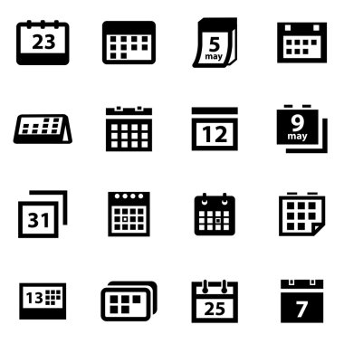 Vektör siyah takvim Icon set