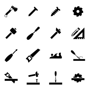 Vektör siyah marangozluk Icon set