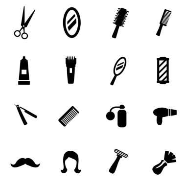 siyah vektör Kuaför Icon set