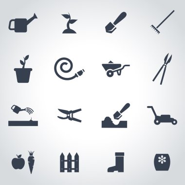 Vektör siyah Bahçe Icon set