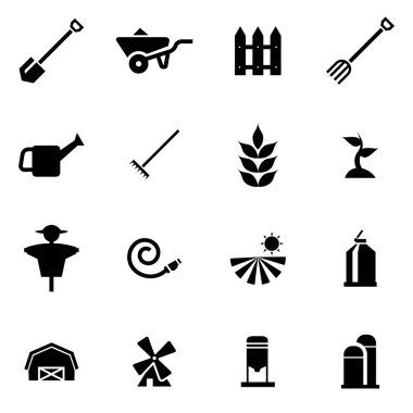 Vektör simge tarım siyah set