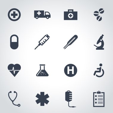 vektör siyah tıp Icon set