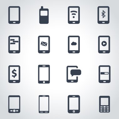 Vektör siyah mobil Icon set