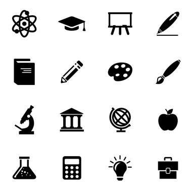 siyah vektör eğitim Icon set