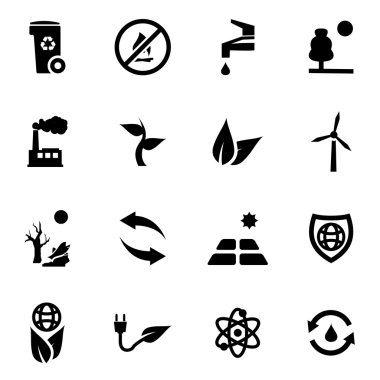 Vektör siyah Eko Icon set
