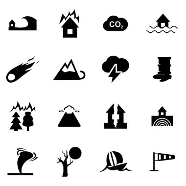 Vektör siyah felaket Icon set