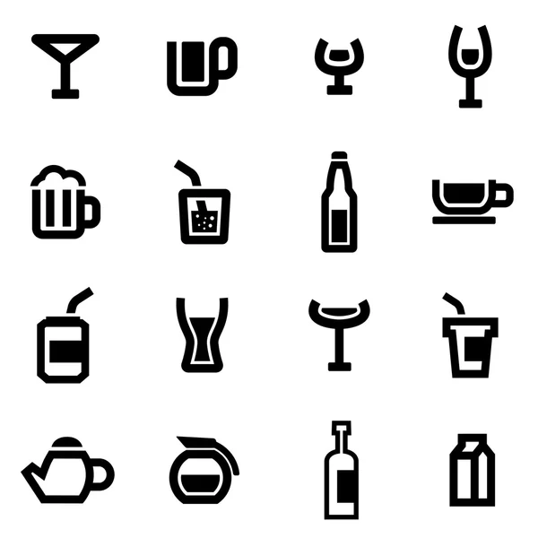 Conjunto de iconos de bebidas negras vectoriales — Vector de stock