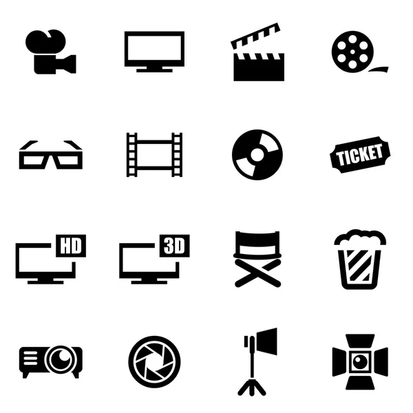 Vector black cinema icon set — Stock Vector