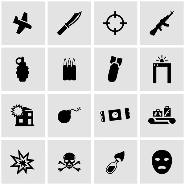 Vector black terrorism icon set — Stock Vector