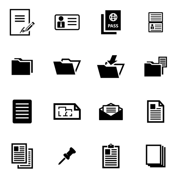 Conjunto de iconos de documento negro vector — Vector de stock