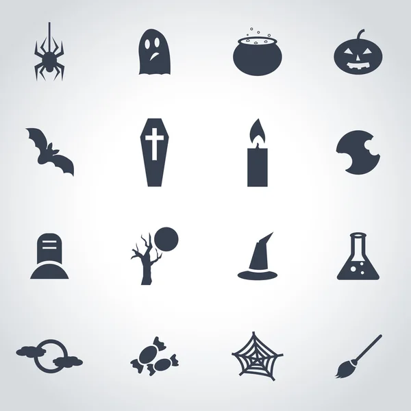 Vector negro icono de Halloween conjunto — Vector de stock