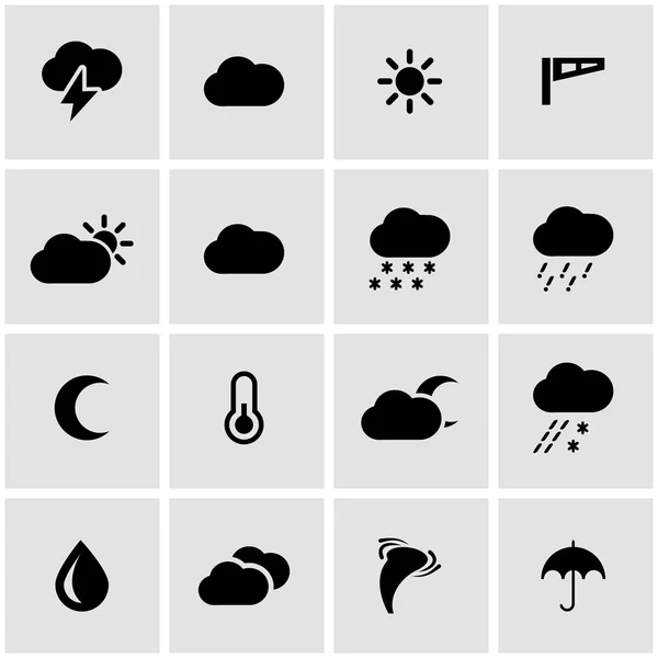 Vector black weather icon set — Stock Vector