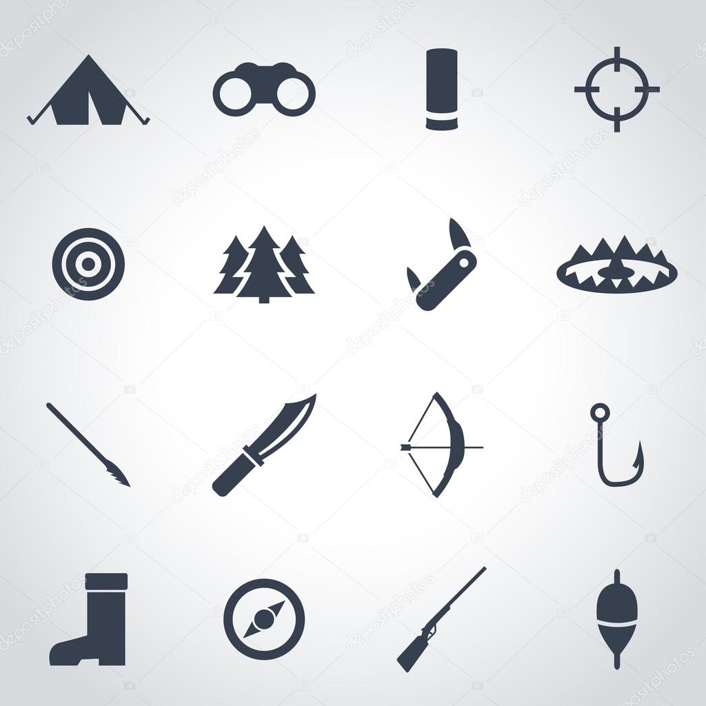Vector black hunting icon set