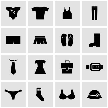 Vektör siyah giysiler Icon set