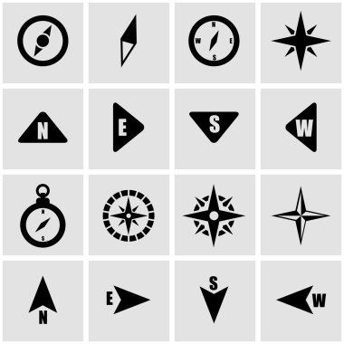 Vektör Siyah pusula Icon set