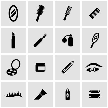 Vektör siyah kozmetik Icon set