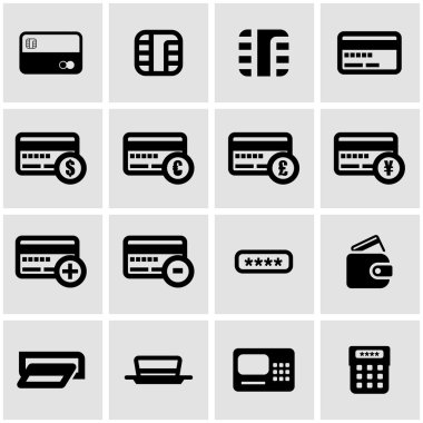 vektör siyah kredi kartı simgesi belirlendi