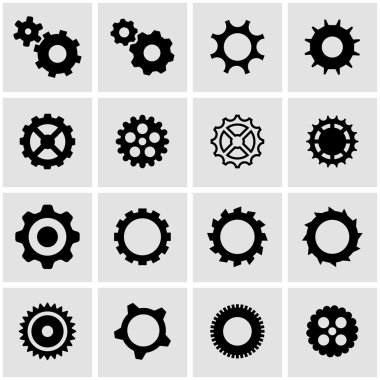 Vektör siyah dişli Icon set