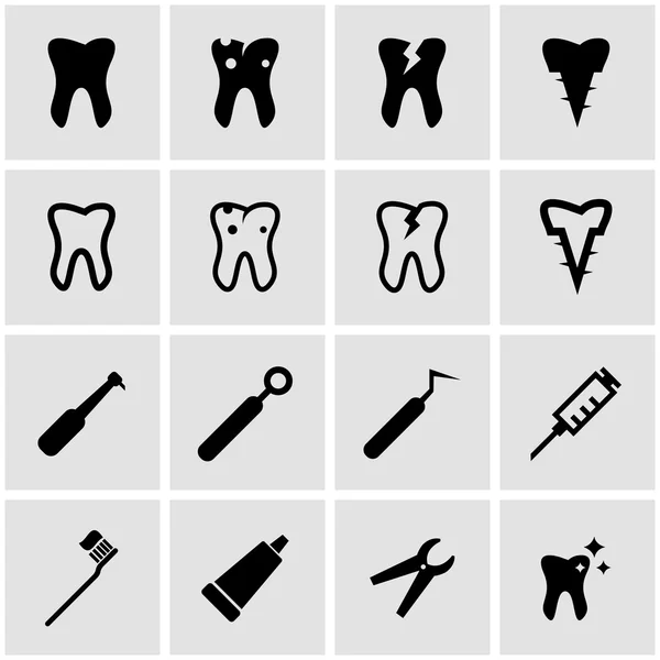 Vector black dental icon set — Stock Vector